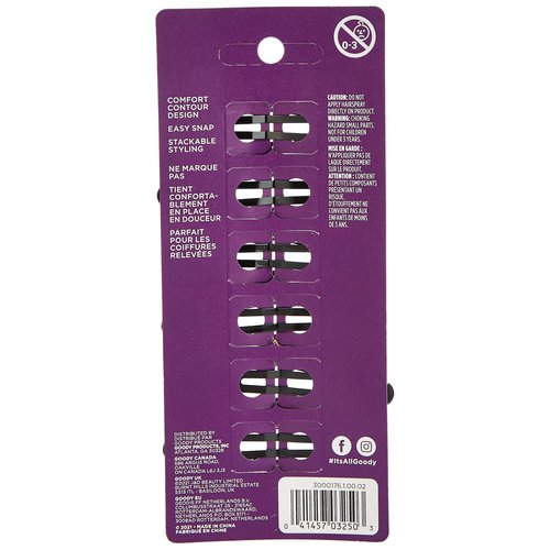 Goody Metal Contour Hair Snap Clips - 6 Count, Black and Brown - Just Snap Into Place - Suitable for All Hair Types - Pain-Free Hair Accessories for Women and Girls - All Day Comfort