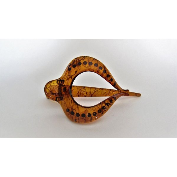 Generic Acrylic amber brown splatter paint alligator hair comb clip for medium thick, 8