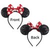 zhezesmila Mouse Ears Headbands for Women Sequin Polka Dot Bow Headband Hair Accessories for Birthday Costume Party Decorations