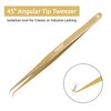 14cm Metaleks Lash Tweezers Japanese Steel Lash Extension Tweezers 45 Degree Angular Tip. (Golden Titanium Coated.)