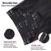 Nvnvdij Straight Clip in Hair Extensions Human Hair 8pcs Per Set with 18Clips Double Weft Clip in Human Hair Extensions Natural Black Color For Women (14 Inch, Straight Hair)