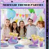 Blushtier 120 Pcs Mermaid Party Supplies Mermaids Themed Decorations Under the Sea Disposable Dinnerware Set Includes Plates Napkins Cups Fork for Birthday Party, Serves 24 Guests