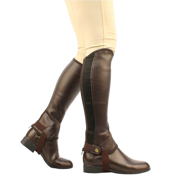 Saxon Equileather Half Chaps, Brown, Childs Medium