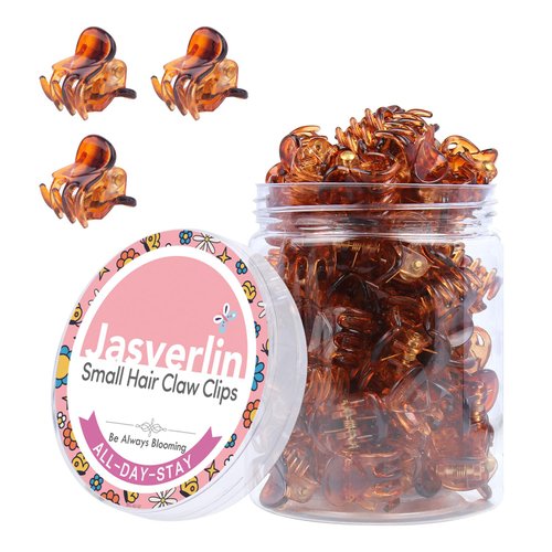 JASVERLIN Brown Hair Clips Small Hair Claw Clips for Thin Fine Hair, Strong Grip Pain-Free Mini Tiny Hair Clip 90s Accessories for Women Girls Kids Hair Styling 50 pcs (Brown)