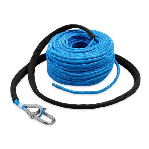 Camco Trac Outdoor 100ft Anchor Rope | Features an 800 lb. Break Strength | Includes a Stainless Steel Anchor Shackle (69080)