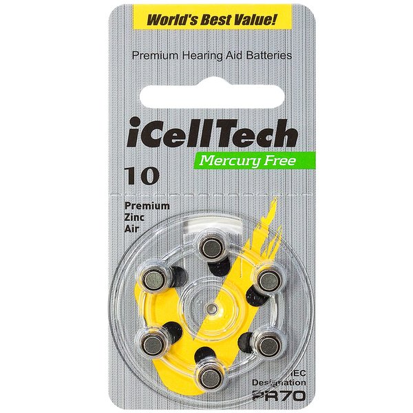 60 iCellTech Hearing Aid Batteries Size: 10