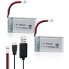 FPVERA 2PCS Drone Batteries 3.7V Lipo Battery USB Charger and 650mAh Lipo Battery with Battery Charger for SYMA X5 Serial UAV Drone Quadcopter Rechargeable Battery