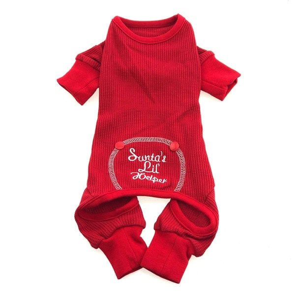 Doggie Design "Santa's Lil Helper" Dog Pet Christmas Embroidered Cotton Pajamas, Medium