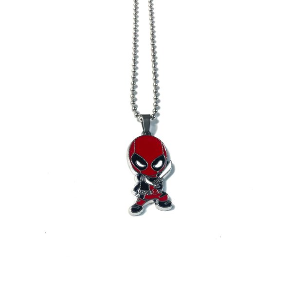 Porter Gallery USA Deadpool Medallion on Stainless Steel Ball Chain 18" Gift Boxed with Ornate Organza Gift Bag