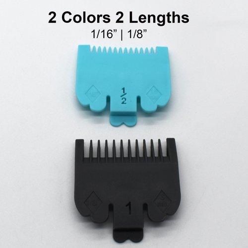 2 Pieces Professional Hair Clipper Guards Cutting Guides Fits for Most Wahl Clippers, Color Coded Clipper Combs Replacement Guard Combs 1/8" 1/16"
