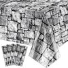 4Pcs Stone Wall Tablecloths, Cobblestone Tablecloths, Rectangular Brick Tablecloth, Stone Printed Table Cover, Stone Wall Backdrop for Medieval Castle Knight Halloween Party Supplies, 51 x 106 Inch