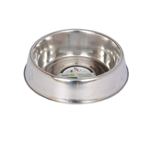 Iconic Pet 2 Pack of 4 Cup Stainless Steel Non Skid Pet Bowls for Dog or Cat with Raised Rim Dishwasher Safe Pet Food and Water Bowls - 32 Oz