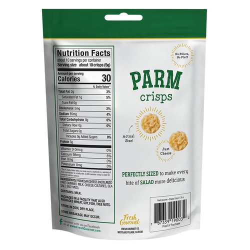 Fresh Gourmet Parmesan Cheese Crisps | 1.76 Ounce | 100% Real Cheese | Keto Friendly | Great for Snacking and Salad Topper