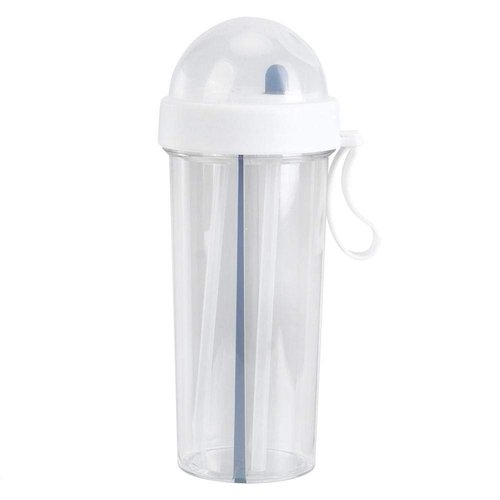 Dual Use Water Bottle 600ml Innovative Dual Use Water Bottle Straw Water Cup for Home Outdoor Camping Sport(White)