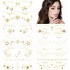 VIWIEU Glitter Face Tattoos Temporary for Women and Girls 10 Sheets, Metallic Gold Eye Makeup Star Freckle Stickers for Fairy, Princess, Halloween Costume, Christmas, NYE Festival Party Favors