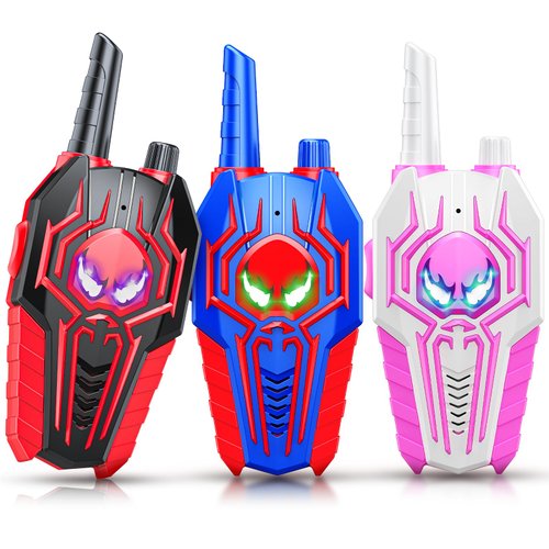Spider Walkie Talkies for Kids Boys: 3 Pack Kids Walkie Talkies Toys for 3 4 5 6 7 8 Year Old Girls Boys Family Camping Outdoor Toys Two Way Radio Boy Girl Gift Age 3-8