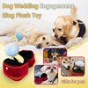 Mewcho Dog Wedding Engagement Ring Plush Toy Chew Squeak Plush Ring Box Diamond Oversized Funny, Red