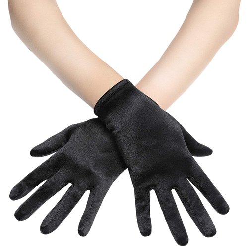 BABEYOND Short Satin Opera Gloves - Wedding Bridal Gloves Tea Party Wrist Banquet Gloves 1920s Fl...