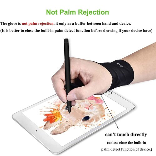 OTraki 4 Pack Artist Gloves for Drawing Tablet Free Size with Two Fingers for Graphics Pad Painting Good for Right or Left Hand - 2.95 x 7.87 inch