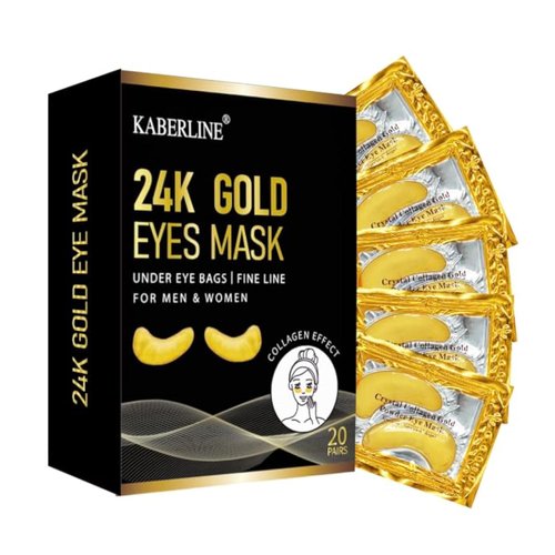 24K Gold Under Eye Mask (20 Pairs) - Under Eye Mask for for Puffy Eyes and Dark Circles. With Hyaluronic Acid & Collagen
