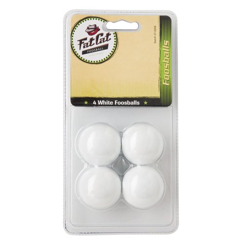 Fat Cat Foosball/Soccer Game Table Soccer Balls: 36 mm Regulation Size Foosballs, Solid White, 4 Pack