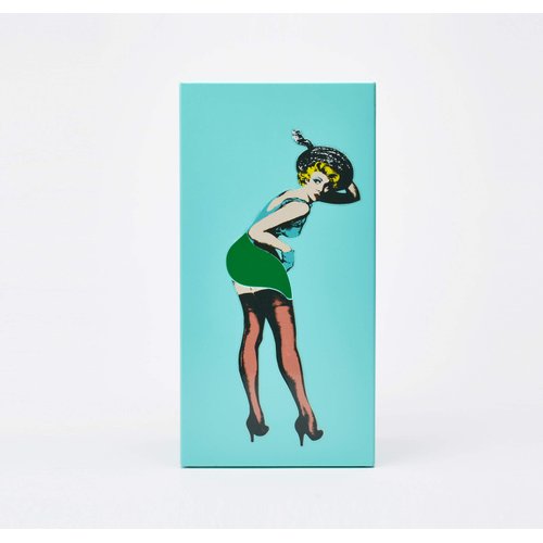 Flying Skirt Tissue Box (The Original Museum Featured Tissue Holder) - Charming Vintage Pop Art, Restyles After Each Dispense, Metal Weighted w/Inner Case, Gift Box - Designed by Spextrum® (Mint)