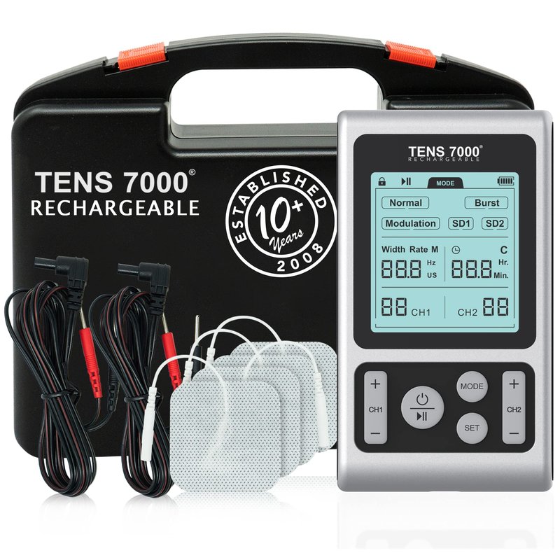 TENS 7000 Rechargeable TENS Unit Muscle Stimulator and Pain Relief Device - Advanced TENS Machine...