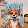 Fox Blanket Soft Cozy Cute Fox Plush Throw Blanket Warm Wildlife Animal Flannel Fleece Bedding Stuff Decor Blanket Gifts for Lover Teens Kids Girls Boys Women Adults Bed Travel 40"x50"