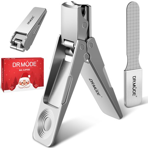 DRMODE Nail Clippers for Men, Ultra Sharp Stainless Steel Toenail Clippers, Mens Stocking Stuffers 2024 Foldable Fingernail Clippers with Catcher German Nail Clippers Nail Cutter with Nail Files