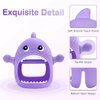 Cute Shark Teething Mitten Toy for Babies, Never Drop Silicone Baby Teether, Hand Pacifier for Babies to Suck and Chew, Toy for Teething Babies (Purple)
