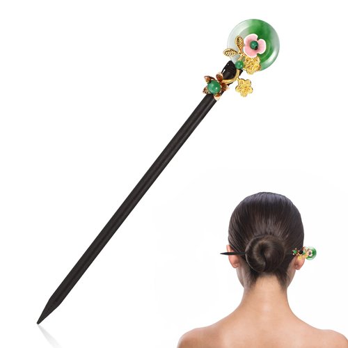 Lurrose Wooden Hair Sticks Vintage Flower Hair Chopsticks Chinese Hair Pins Hair Accessories for Women Girls Long Hair (Flower Random Color）