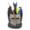 Ebros Medieval Fantasy Saint George Dragon Guarding Medieval Knight Helmet Stationery Pen Holder Statue 7"Tall Office Desktop Fantasy Decor