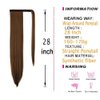 OMGREAT 28 Inch Clip in Ponytail Extension Wrap Around Straight Synthetic Hair Extensions for Women (Dark Brown Mix Light Auburn)