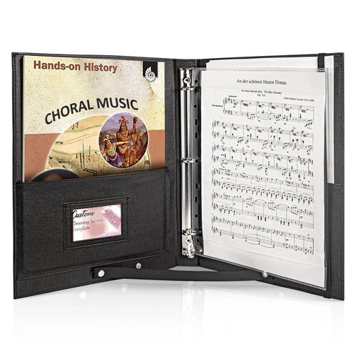 Choral Music Holder, Sheet Music Folder with Handle and Strap, Sheet Music Binder, for Choir Singer, Stage Performance, Black