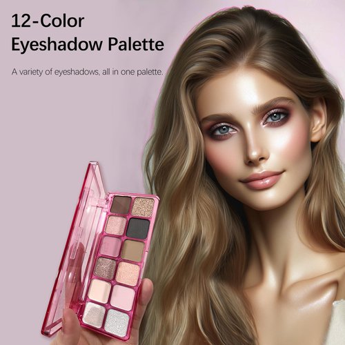 12-Color Matte Nude Eyeshadow Palette - High Pigmented, Natural-Looking, Ultra-Blendable, Long-Lasting Neutral Makeup for Older Women