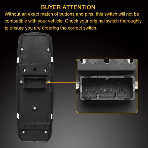 Master Power Window Switch | Replcaement for 2011-2020 Chrysler 300, 2015-2017 Chrysler 200, 2011-2019 Dodge Charger, 2016-2022 Ram 1500 2500 3500 | Replaces# 68139805AB, 56046823AE, 68231805AA