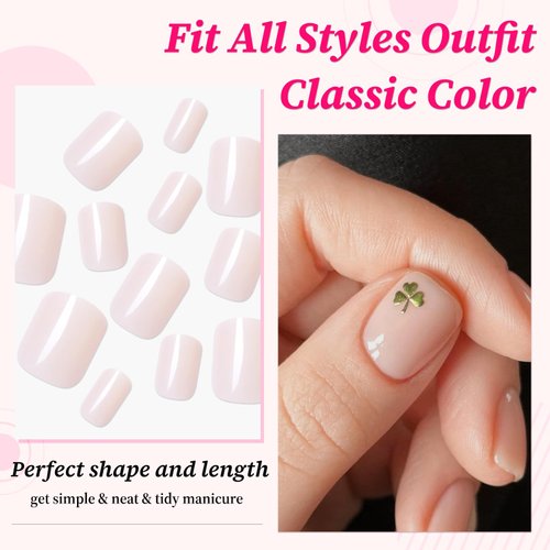 Lifextol 240pc Square Press on Nails Short Fake Nails Press ons with Glue&Adhesive Tabs, Nude Acrylic Nails Press on Nails Square Nail Tips Petite Glue on Nails False Nails Artificial Fingernails