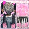 VENOFEN 50PCS Pink Hair Beads Dreadlock Beads for Hair Jumbo Braid Beads Light Pink Pony Beads for Kids Girls Cute Hair Decoration Braid Accessories Jewelry Making Beads