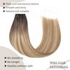 Fish Wire Hair Extensions Real Human Hair Brown to Ash Brown and Light Blonde 100g Ombre Color Hair 20 Inch Natural Straight Fish Line Wire Hair Extensions with Invisible Line Hairpiece #3/8/22
