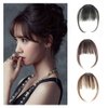 Wixine 1Pcs Dark Brown Thin Neat Air Bangs Remy Human Hair Extensions Clip in on Fringe Front Hairpiece