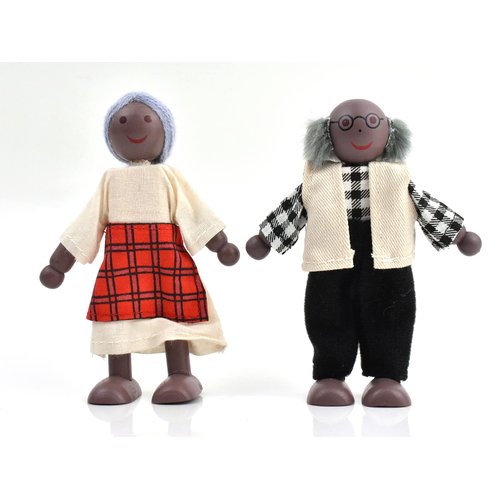 Jzszera Wooden Dollhouse People of 7 Pcs Family Figures with 2 Pets (Dog and Cat) for Girls Toddler Kids Dollhouse Accessories Toy