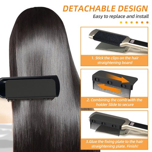 Flat Iron Comb Attachment to Clip On, Hair Straightener Accessory, Comb Attachment Used at Home and Salon for Hair Styling(Girls Pink)