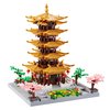 JXRLMB Chinese Ancient Famous Architecture Micro Building Blocks Set for Adults Yellow Crane Tower with Sakura Tree Cherry Plants, Toys for Kids Age of 14+ 2200 pcs