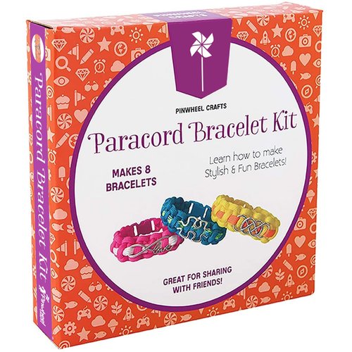 Pinwheel Crafts Paracord Bracelet Kit - DIY Kids Crafts, Paracord Bracelet w/Sturdy Buckle & Paracord 550 Cord - 8 Colorful Friendship Bracelets Gifts - Jewelry Making Kit for Girls 8-12 Years Old