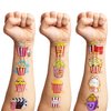 100 PCS Popcorn Corn Movie Night Themed Temporary Tattoos Birthday Party Decorations Favors Supplies Cute Circus Fake Tattoo Stickers Party Gifts for Children Girls Boys Home Activity School Rewards