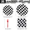DECORLIFE 96Pcs Checkered Flag Party Supplies, Black and White Checkered Plates and Napkins Sets Serve 24, Race Car Birthday Party Decorations for Boys Birthday