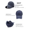 Unisex Vintage Washed Distressed Baseball Cap Twill Adjustable Dad Hat, H-navy, One Size