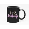 I Heart Makeup with Eyeshadow Palette, Makeup Artist or Lovers, Cosmetologists & Beauticians, Black 11oz Ceramic Mug