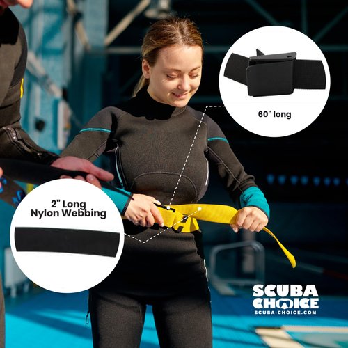 Scuba Choice Scuba Diving 60" Long 2" Webbing Weight Belt with Plastic Buckle, Black