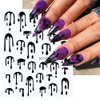 12 Sheets Halloween Nail Art Stickers Bloody Nail Decals 3D Self-Adhesive Nail Art Supplies Gold Water Drop Fluorescence Nail Stickers Halloween Nail Designs for Halloween Party Decoration